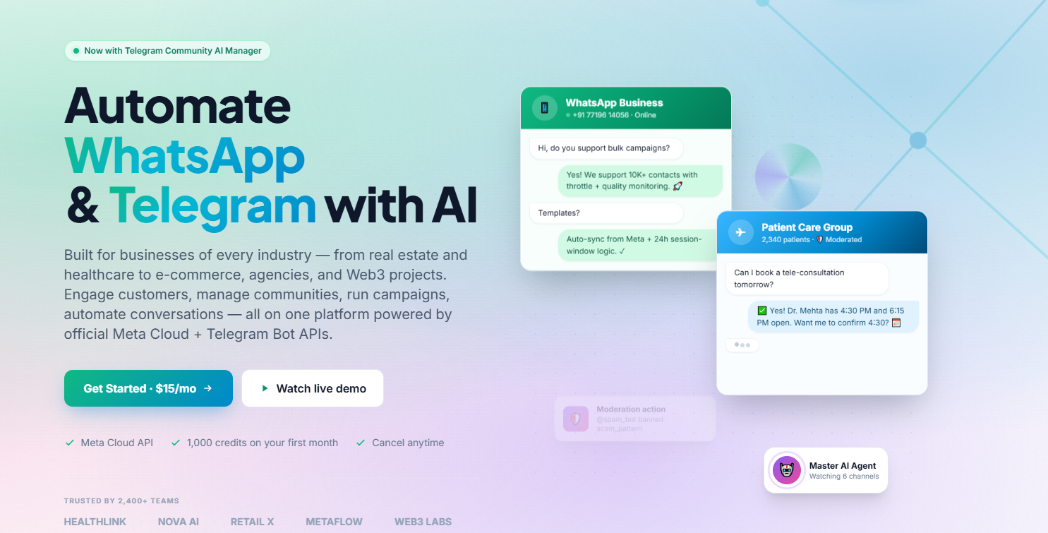 Wavoiq screenshot: Wavoiq is an AI chatbot platform that helps businesses automate conversations across WhatsApp and...