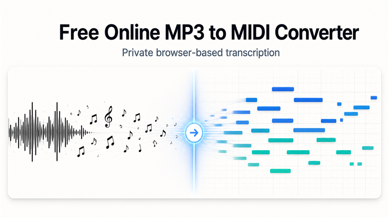MP3 to MIDI Converter screenshot: MP3 to MIDI Converter is a free online AI-powered audio tool that transcribes MP3...