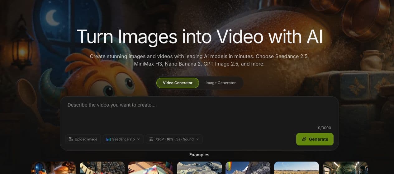 ReelDance screenshot: Multiple AI models for image and video creation