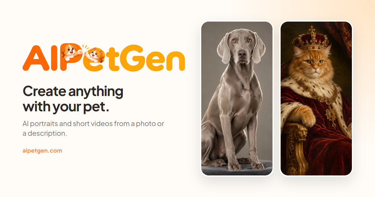AIPetGen screenshot: Create anything with your pet.