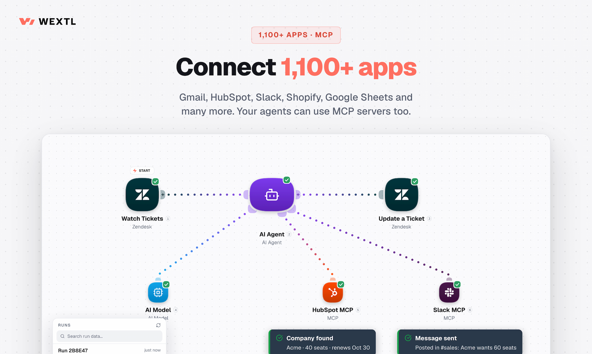 WEXTL screenshot: AI powered automation workflows that actually get work done