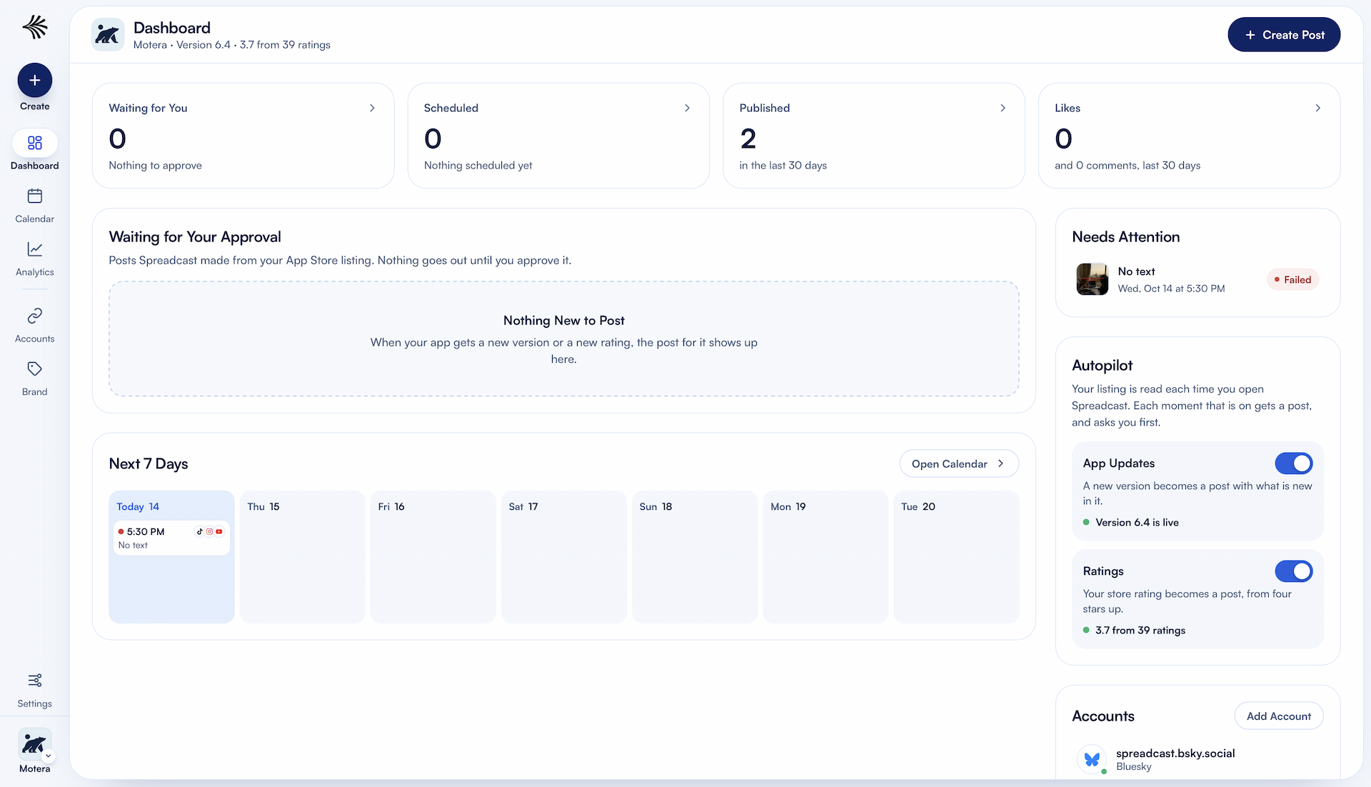 Spreadcast screenshot: Marketing automation tool for iOS apps. It creates social media content baased on your AppStore link