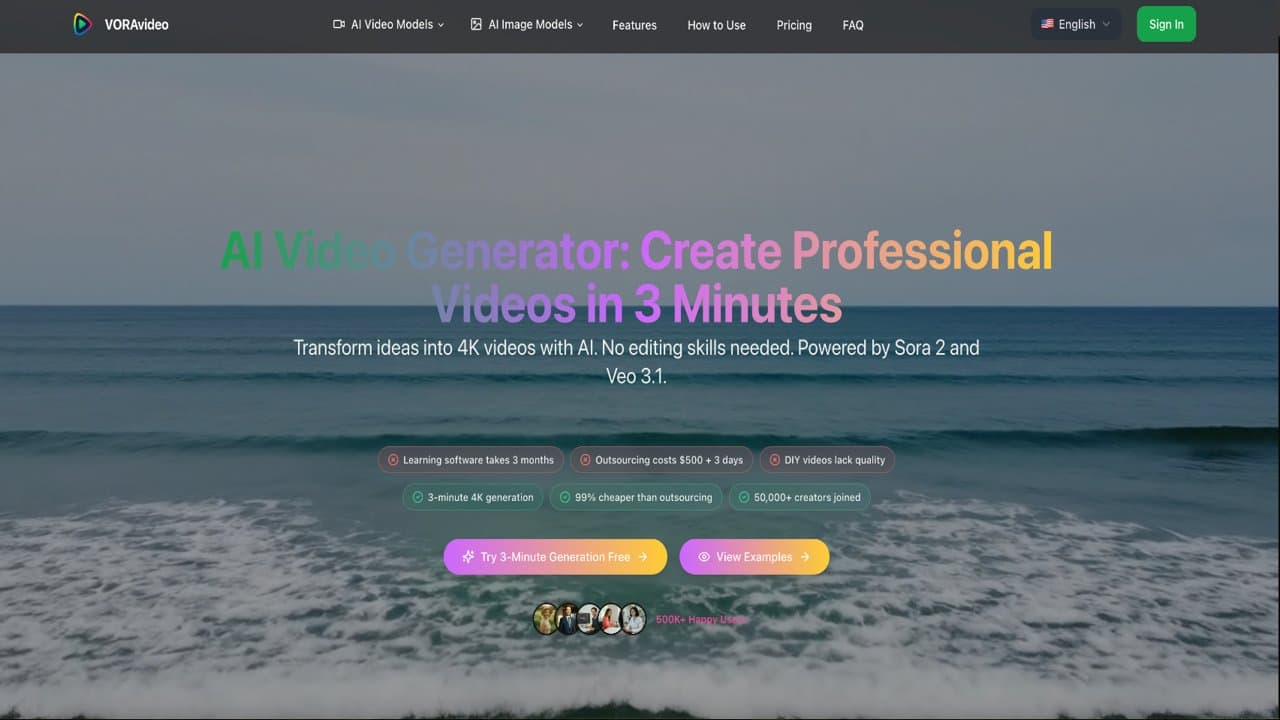 VORAvideo screenshot: AI Video Generator: Create Professional Videos in 3 Minutes