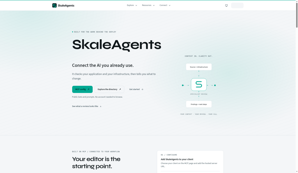 SkaleAgents screenshot: Control plane for AI DevOps agents.