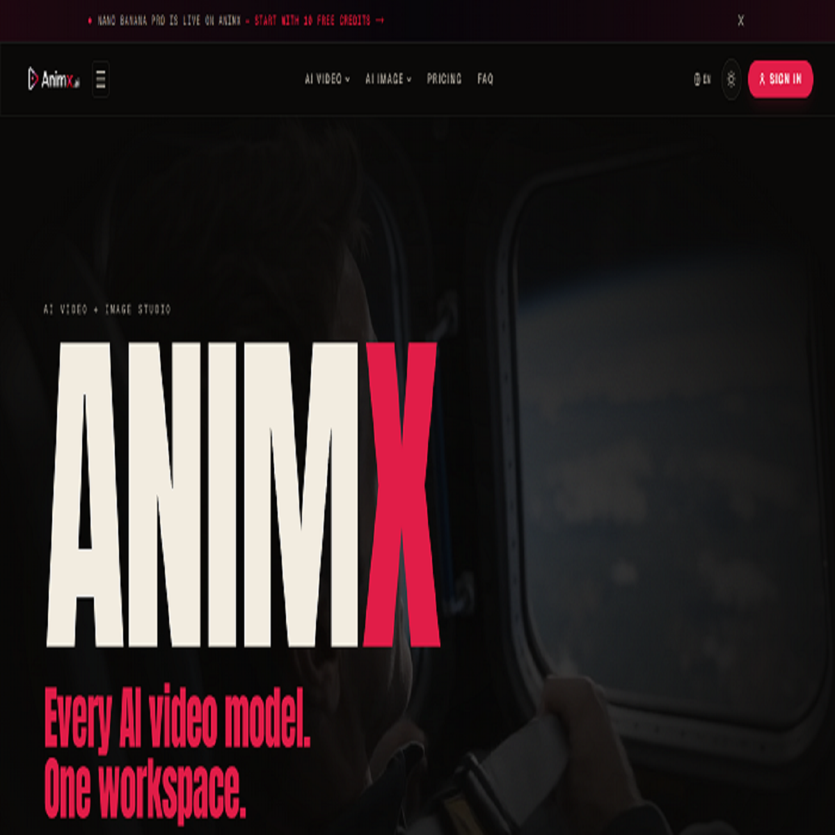 Animx.ai screenshot: Every AI video model. One workspace.