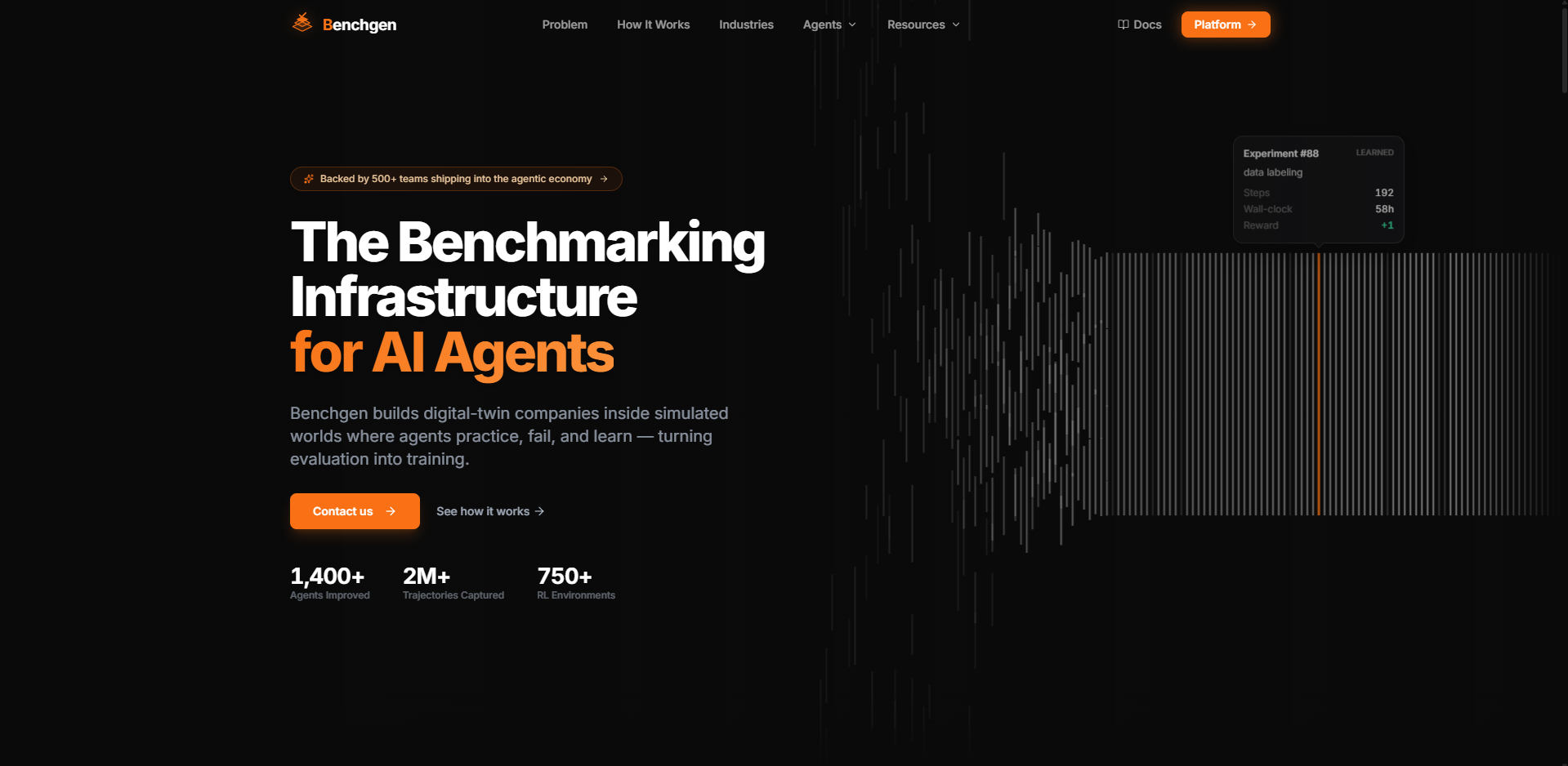 Benchgen screenshot: The learning infrastructure for AI agents.