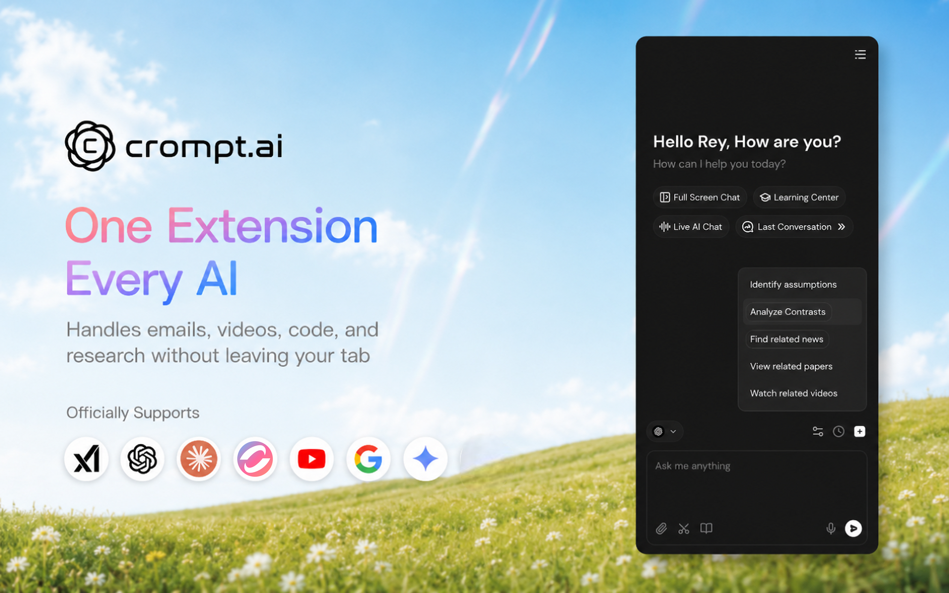 Crompt AI screenshot: Crompt AI Browser Extension – Your All-in-One AI Assistant