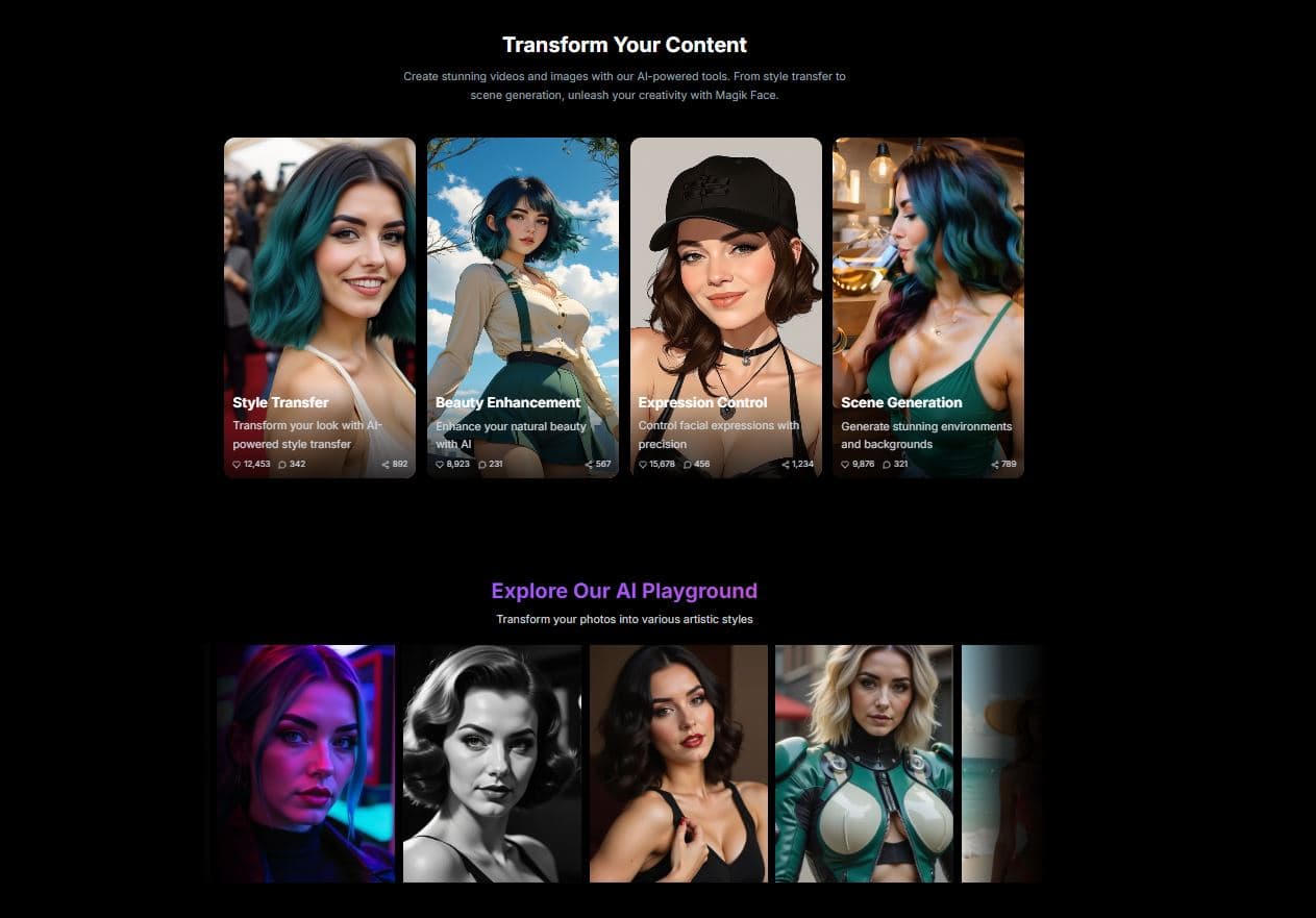 MagikFace screenshot: Turn your selfies into stunning AI portraits instantly