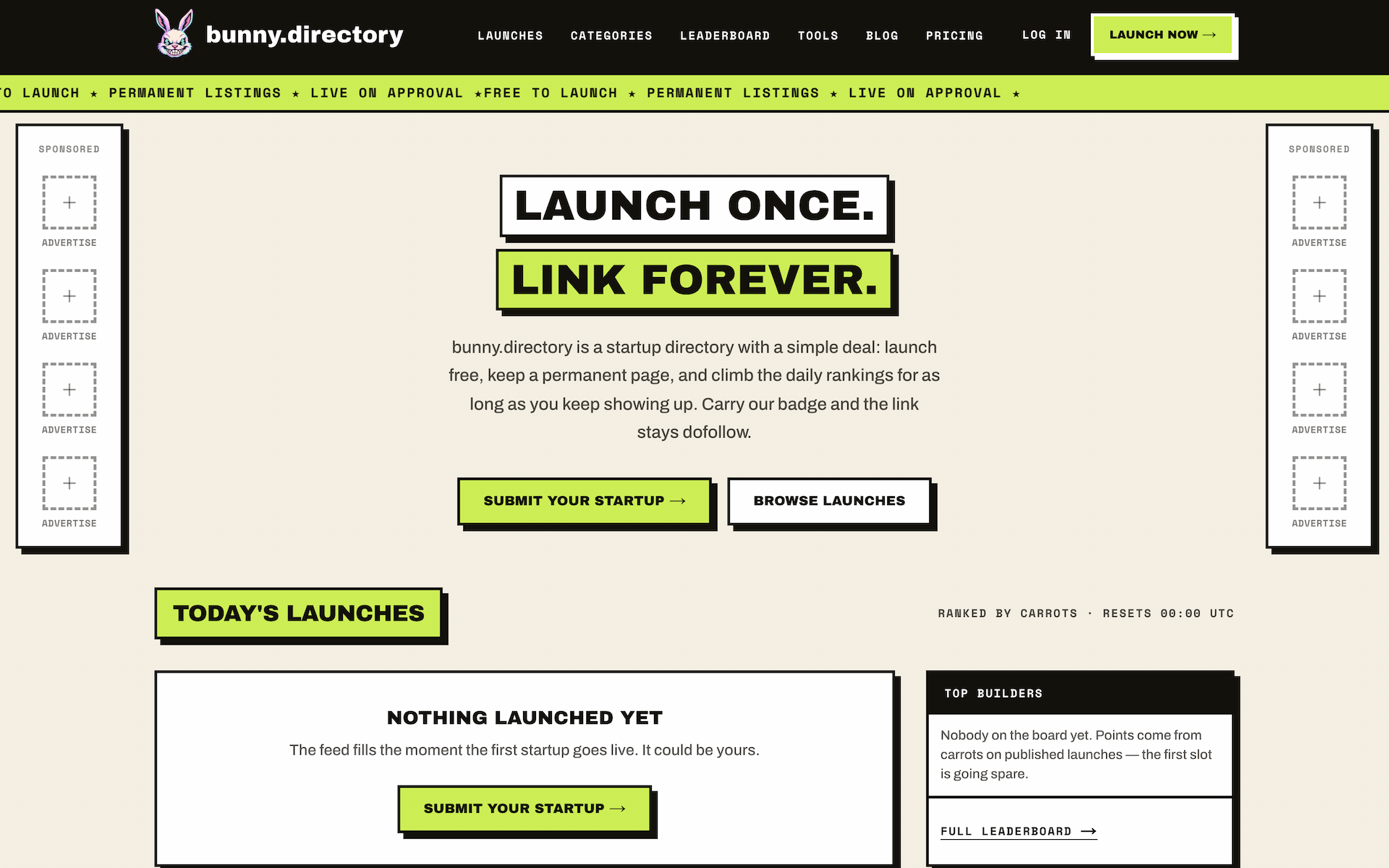 Bunny Directory screenshot: Launch once. Link forever.