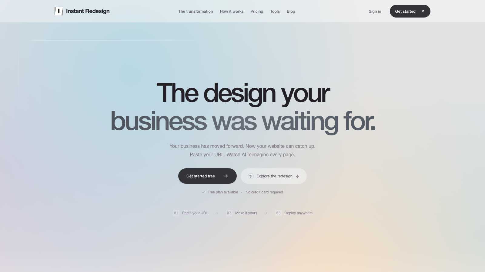 Instant Redesign screenshot: Redesign your entire website with AI from one URL