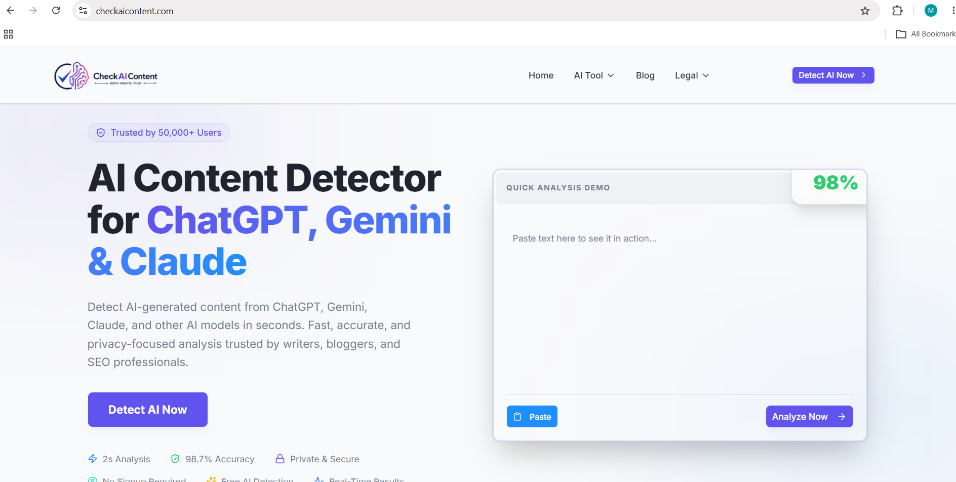 checkaicontent screenshot: Fast & Accurate AI Content Detector