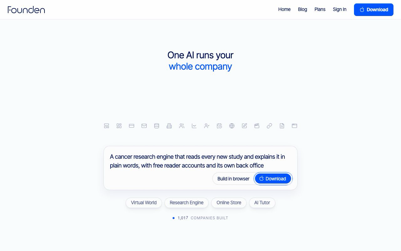 Founden screenshot: One AI runs your whole company