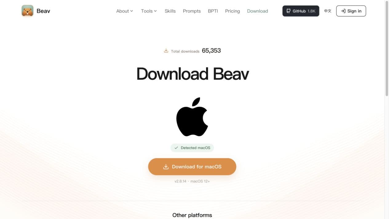 Beav screenshot: Local-first AI workspace for Xiaohongshu content creation