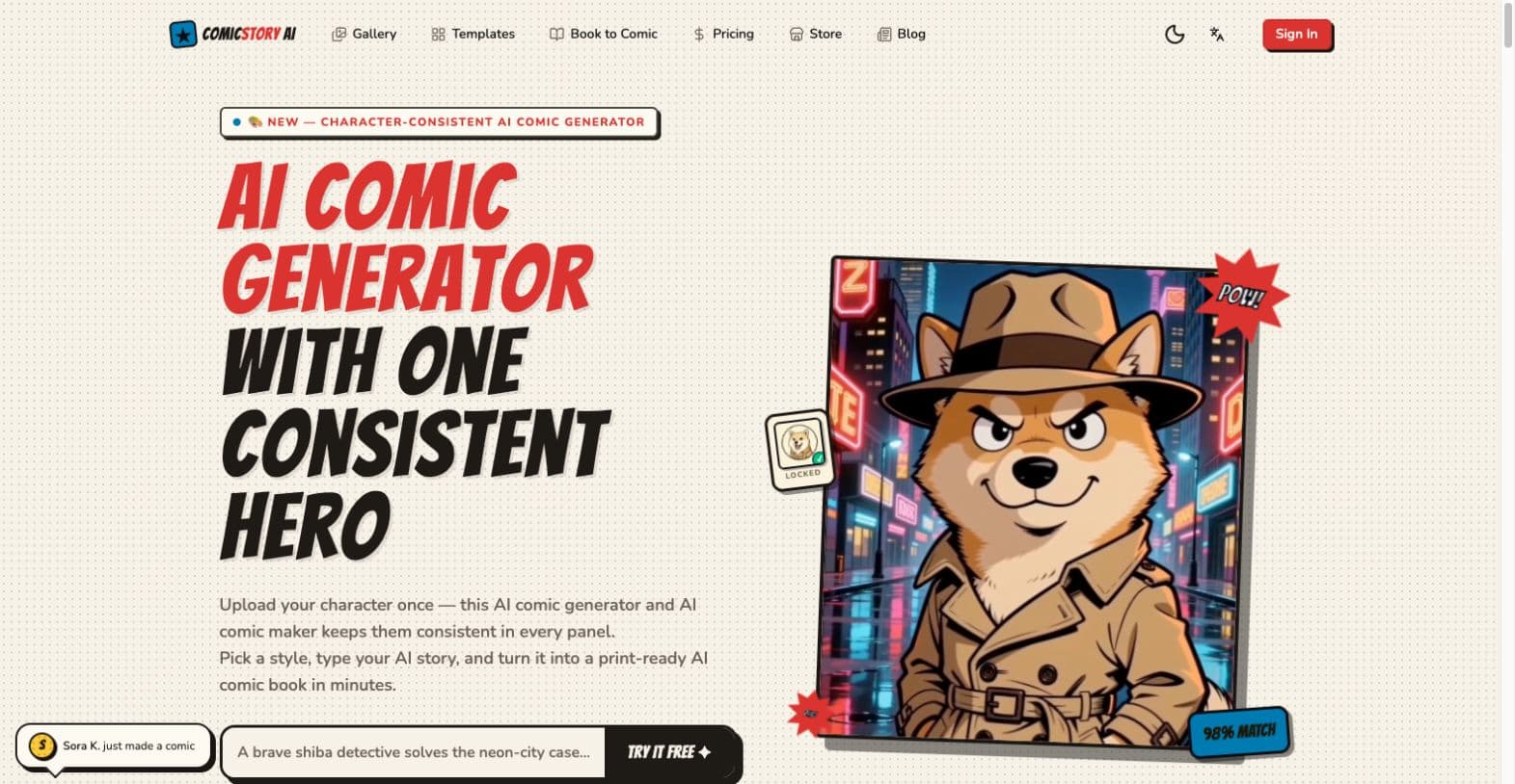 ComicStory AI screenshot: Turn your stories and photos into AI comics.