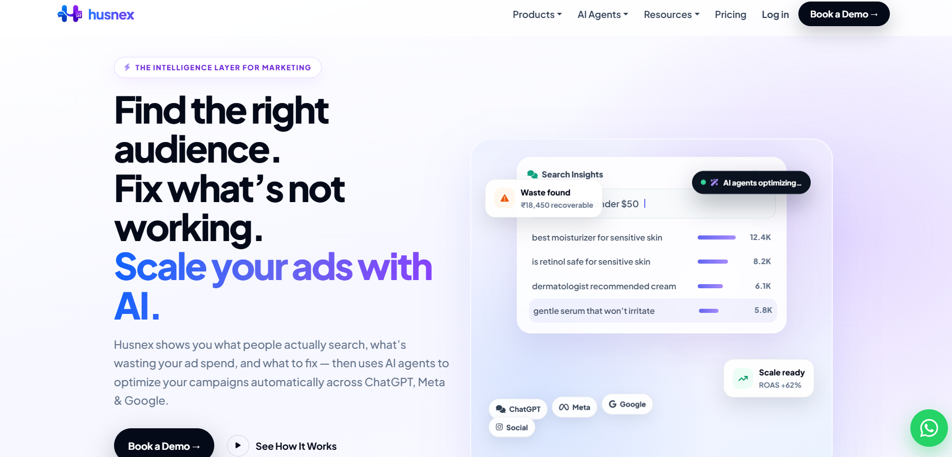 Husnex screenshot: AI-Powered Growth Platform for Smarter Marketing