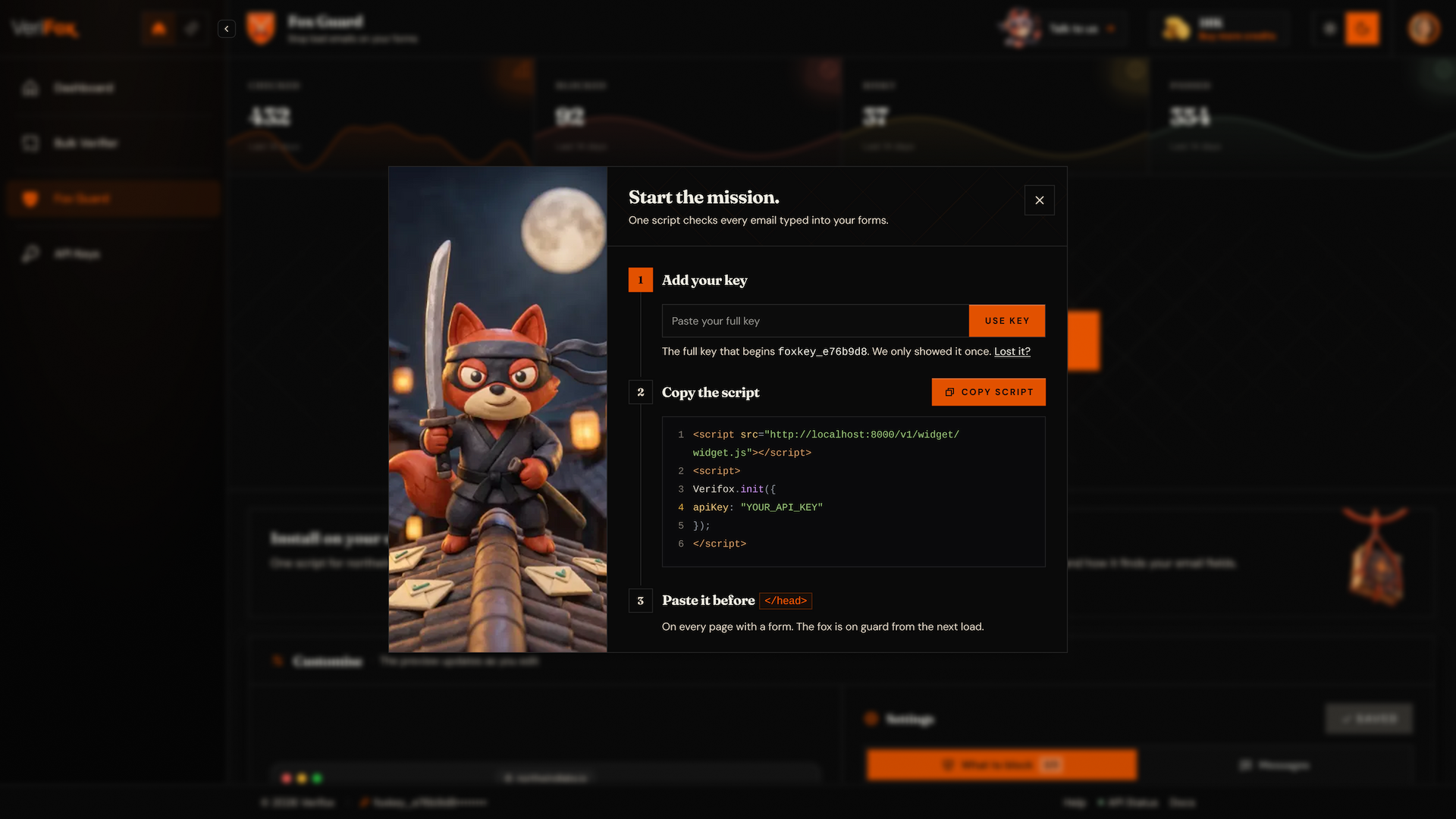 Verifox screenshot: Email verifier, email finder, API and MCP server